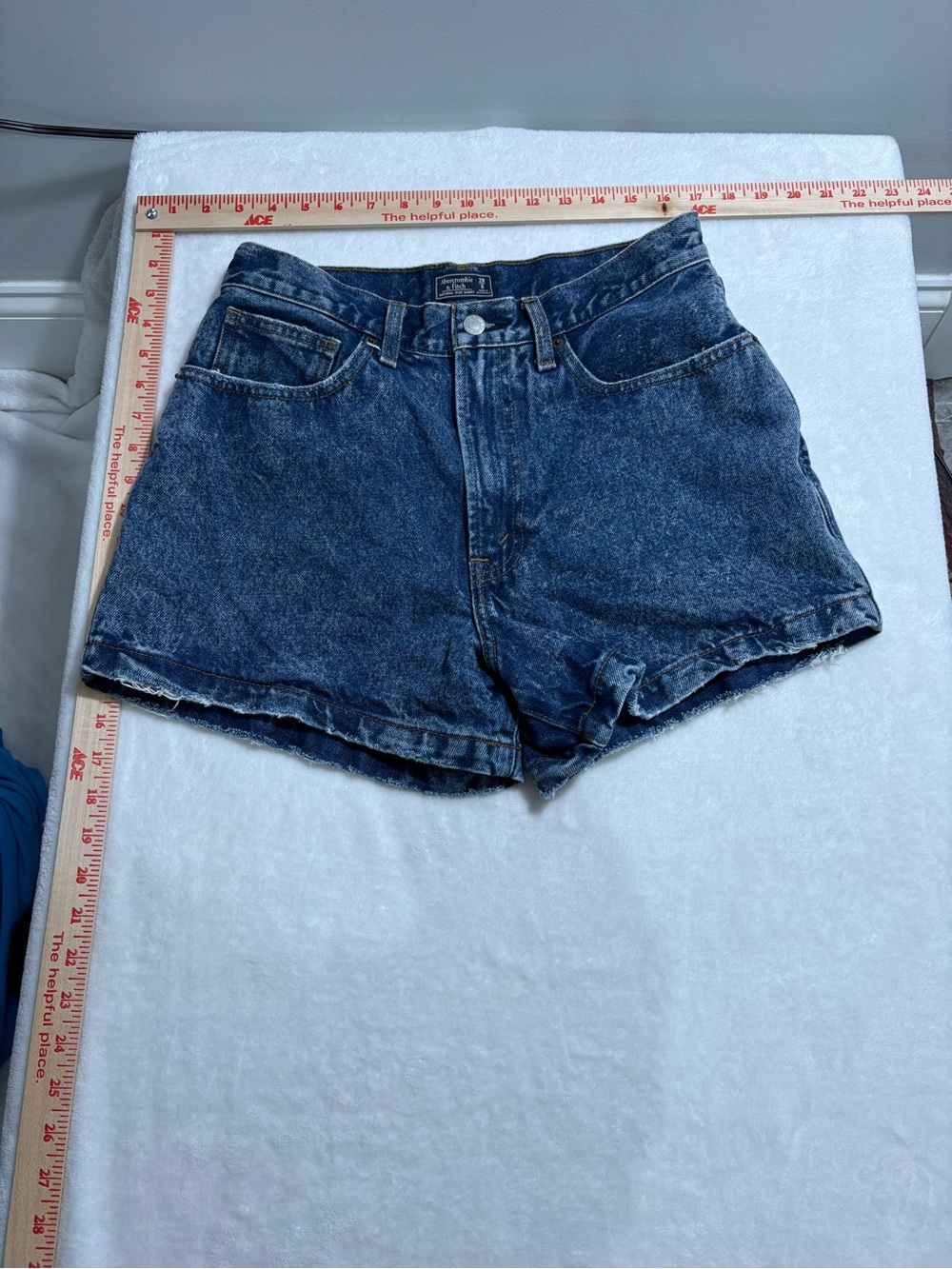 Abercrombie & Fitch Natural-Rise Dark Blue Denim Women's Shorts